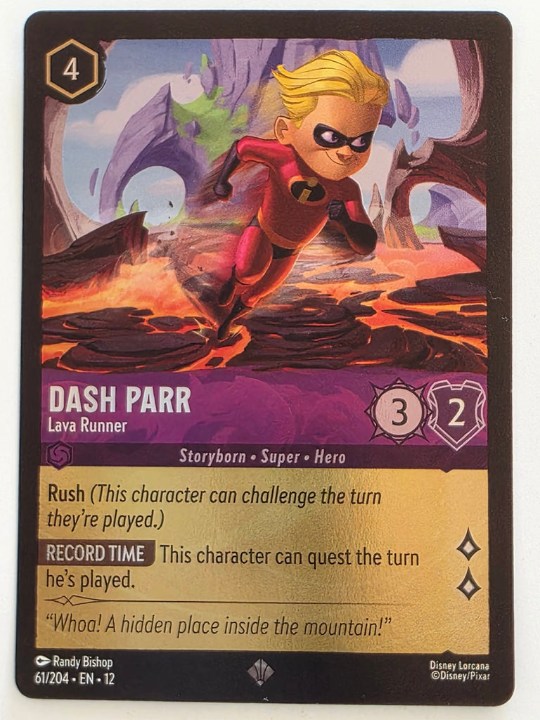 Disney Lorcana Wilds Unknown | Reverse Holo | #061/204 | Dash Parr Lava Runner | Super Rare