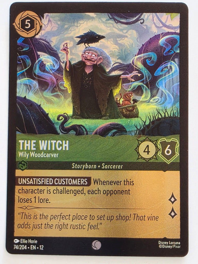Disney Lorcana Wilds Unknown | Reverse Holo | #074/204 | The Witch Wily Woodcarver | Common