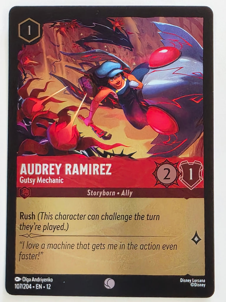 Disney Lorcana Wilds Unknown | Reverse Holo | #107/204 | Audrey Ramirez Gutsy Mechanic | Common