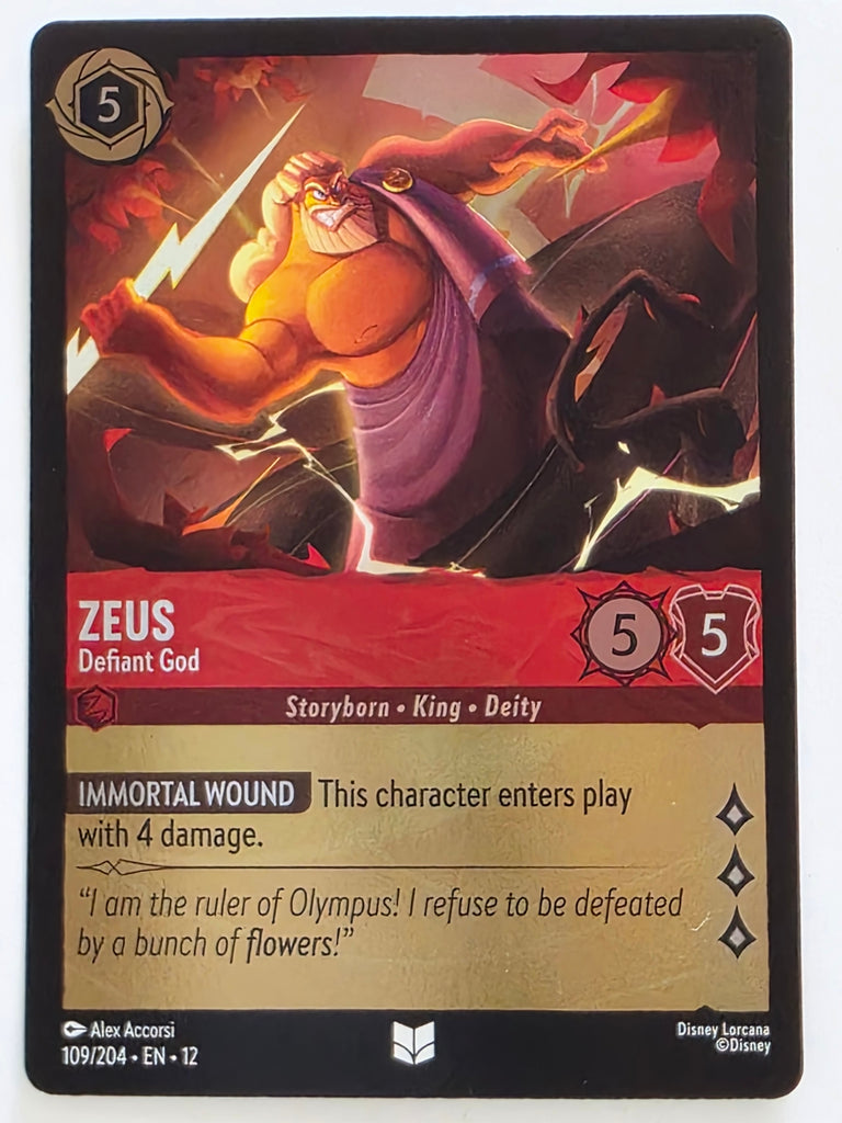 Disney Lorcana Wilds Unknown | Reverse Holo | #109/204 | Zeus Defiant God | Uncommon