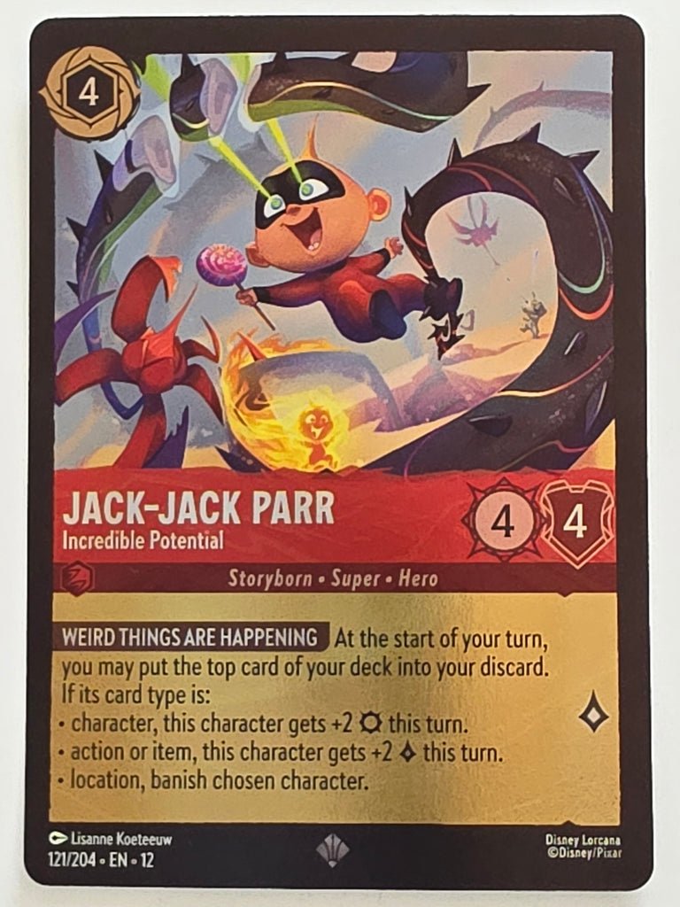 Disney Lorcana Wilds Unknown | Reverse Holo | #121/204 | Jack-Jack Parr Incredible Potential | Super Rare