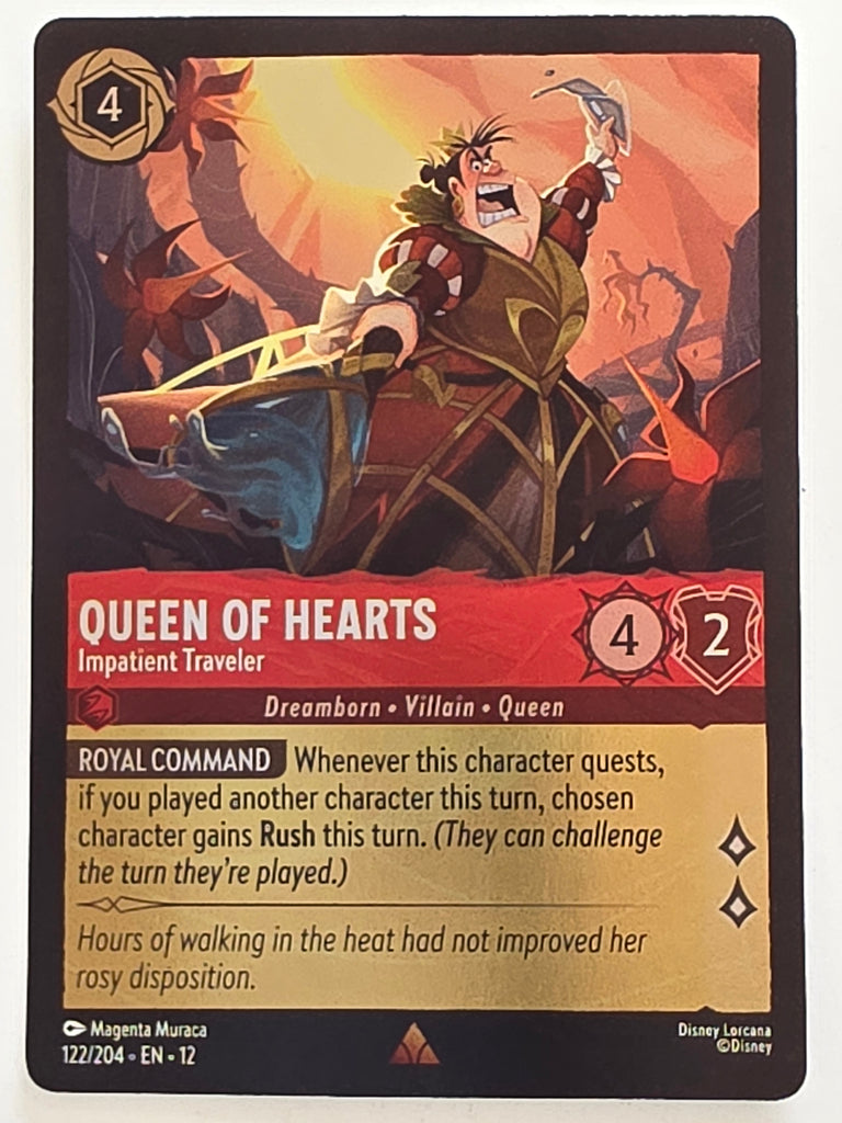 Disney Lorcana Wilds Unknown | Reverse Holo | #122/204 | Queen of Hearts Impatient Traveler | Rare