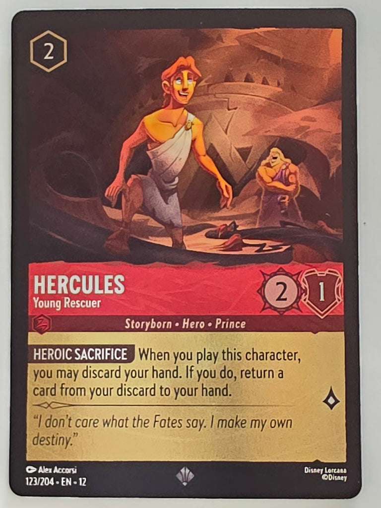 Disney Lorcana Wilds Unknown | Reverse Holo | #123/204 | Hercules Young Rescuer | Super Rare