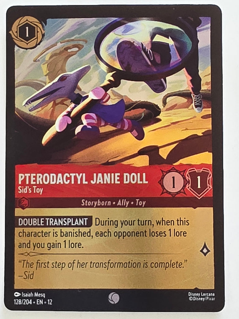 Disney Lorcana Wilds Unknown | Reverse Holo | #128/204 | Pterodactyl Janie Doll Sid's Toy | Common