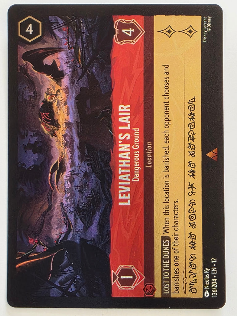 Disney Lorcana Wilds Unknown | Reverse Holo | #136/204 | Leviathan's Lair Dangerous Ground | Rare