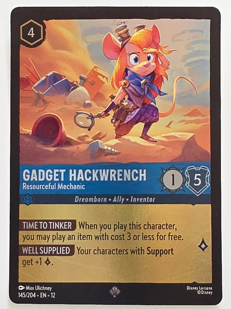 Disney Lorcana Wilds Unknown | Reverse Holo | #145/204 | Gadget Hackwrench Resourceful Mechanic | Super Rare