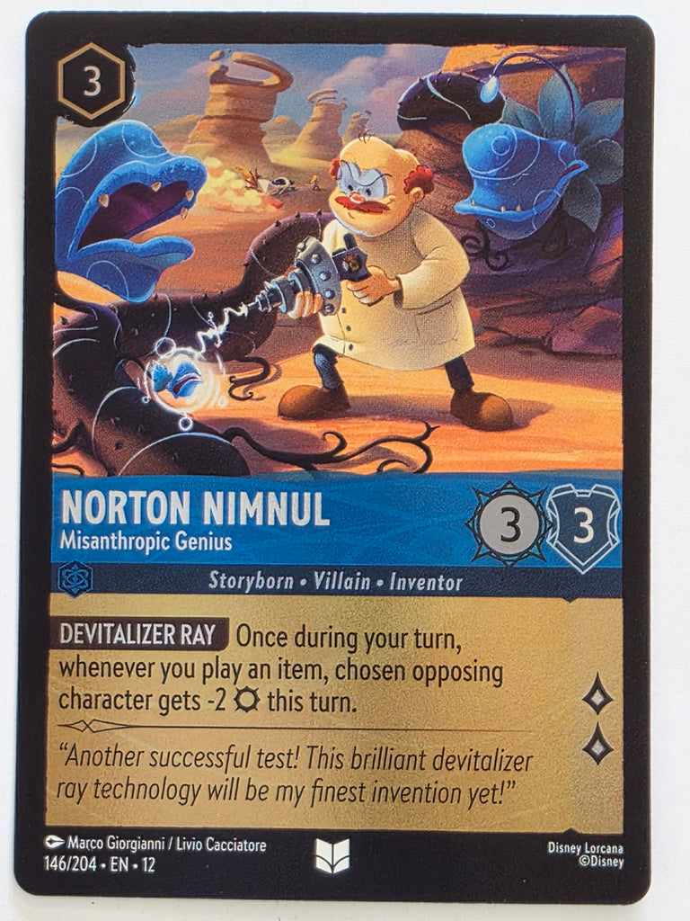 Disney Lorcana Wilds Unknown | Reverse Holo | #146/204 | Norton Nimnul Misanthropic Genius | Uncommon