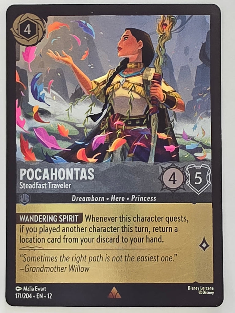 Disney Lorcana Wilds Unknown | Reverse Holo | #171/204 | Pocahontas Steadfast Traveler | Rare