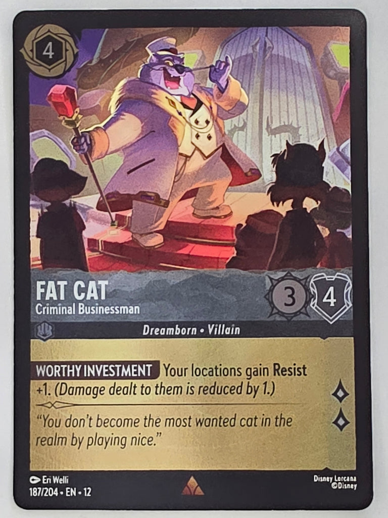 Disney Lorcana Wilds Unknown | Reverse Holo | #187/204 | Fat Cat Criminal Businessman | Rare