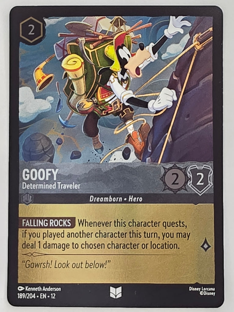 Disney Lorcana Wilds Unknown | Reverse Holo | #189/204 | Goofy Determined Traveler | Uncommon
