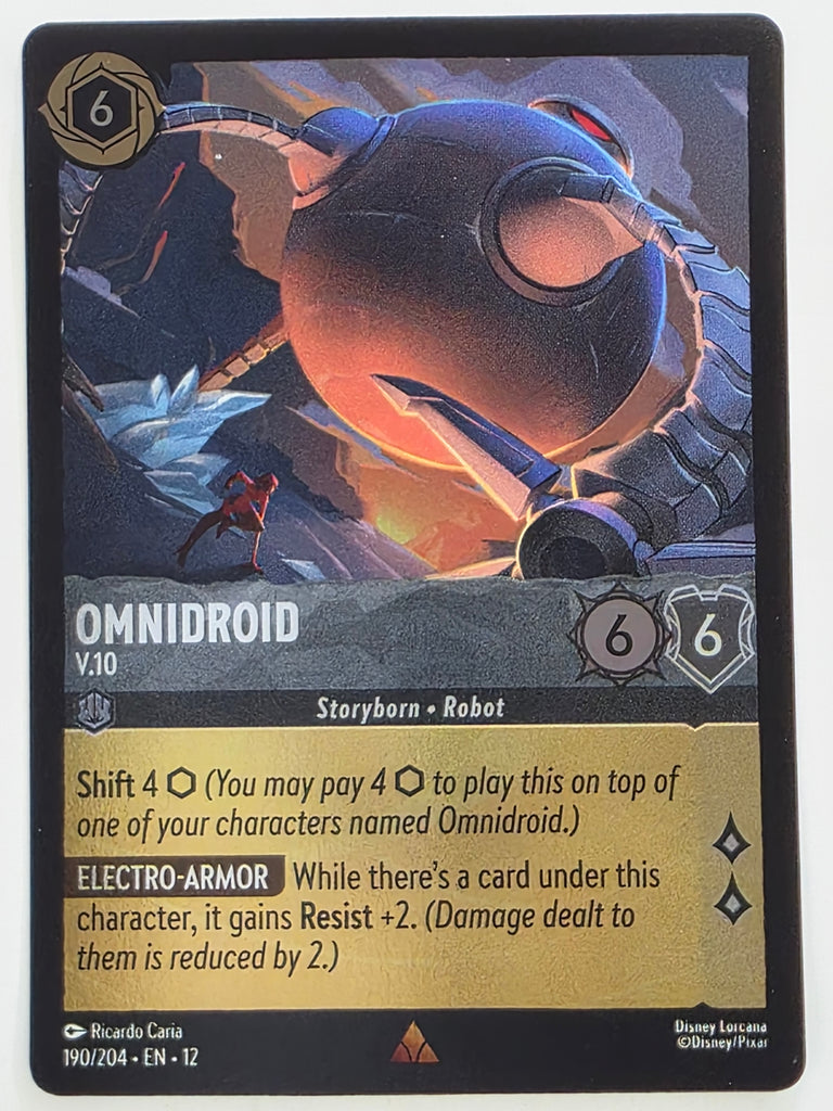 Disney Lorcana Wilds Unknown | Reverse Holo | #190/204 | Omnidroid V.10 | Rare