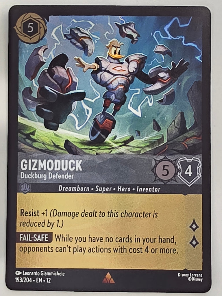 Disney Lorcana Wilds Unknown | Reverse Holo | #193/204 | Gizmoduck Duckburg Defender | Rare