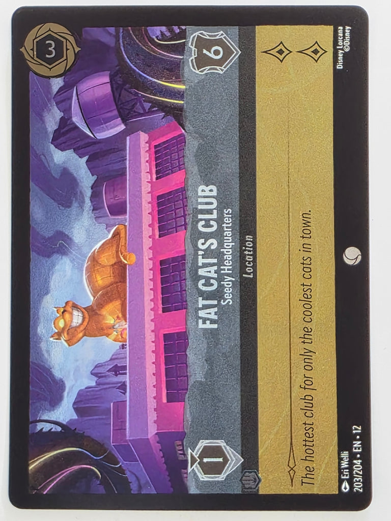 Disney Lorcana Wilds Unknown | Reverse Holo | #203/204 | Fat Cat's Club Seedy Headquarters | Common