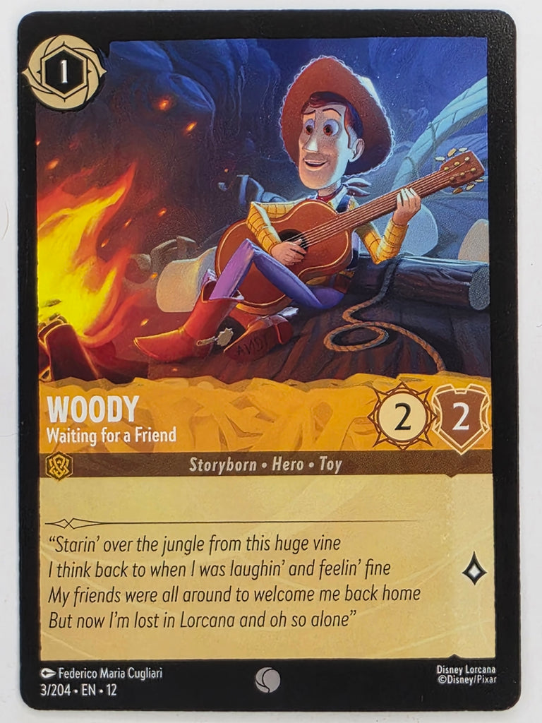 Disney Lorcana Wilds Unknown | #003/204 | Woody Waiting for a Friend | Common
