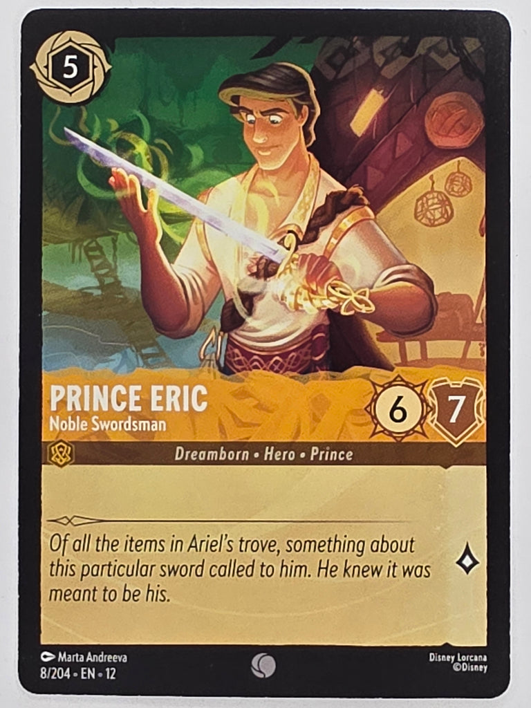 Disney Lorcana Wilds Unknown | #008/204 | Prince Eric Noble Swordsman | Common