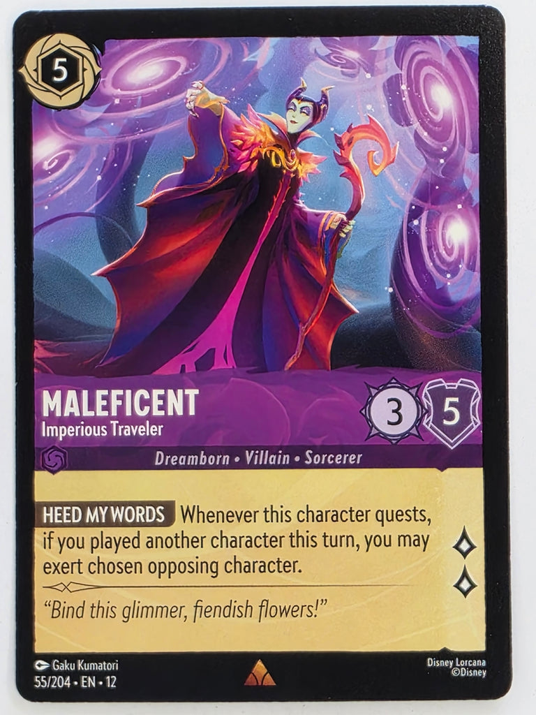 Disney Lorcana Wilds Unknown | #055/204 | Maleficent Imperious Traveler | Rare