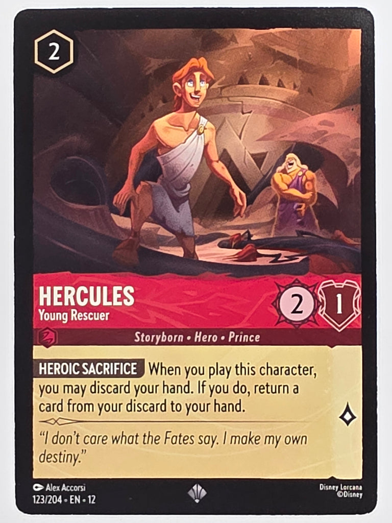 Disney Lorcana Wilds Unknown | #123/204 | Hercules Young Rescuer | Super Rare