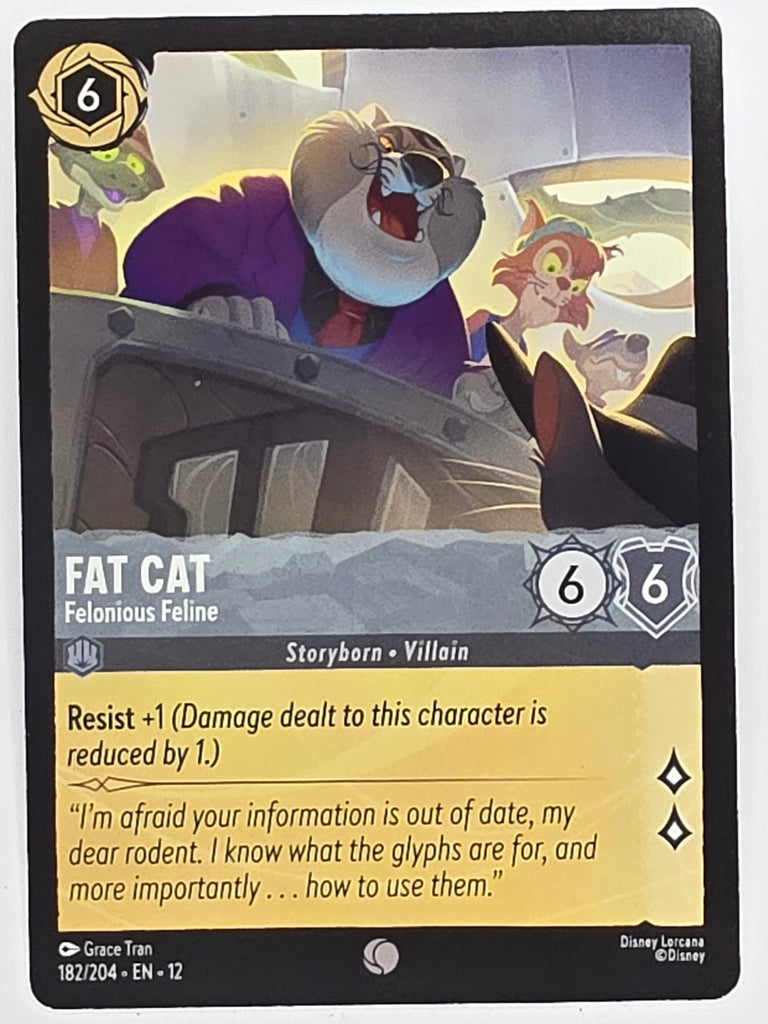 Disney Lorcana Wilds Unknown | #182/204 | Fat Cat Felonious Feline | Common