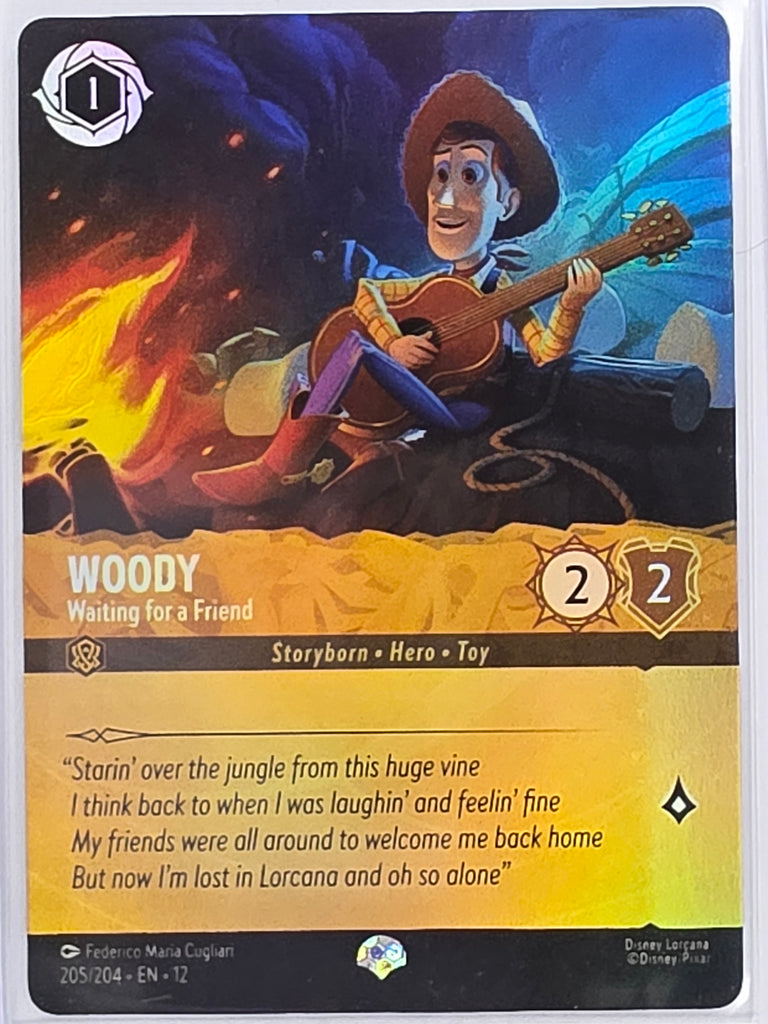 Disney Lorcana Wilds Unknown | #205/204 | Woody Waiting for a Friend | Epic