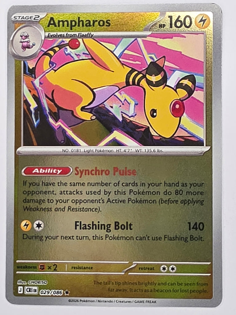 Pokemon TCG Chaos Rising |Ampharos | #029/086 | Reverse Holo | Rare