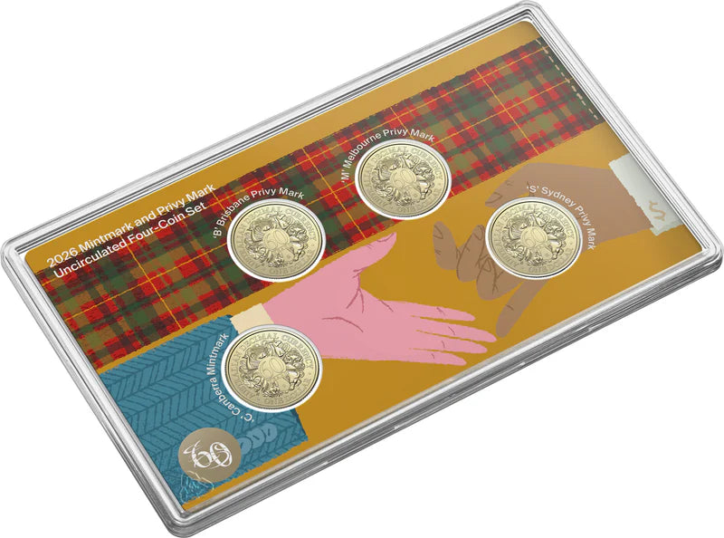2026 Uncicrulated 4 Coin Set $1 'C' Mintmark & PrivyMark | 60th Anniversary of Decimal Currency