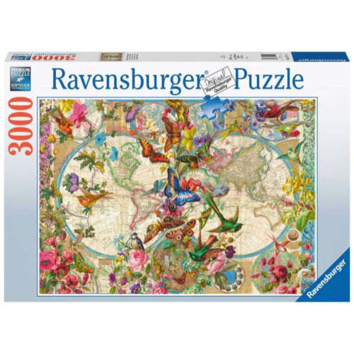 3000 Pieces - Flora & Fauna World Map - Ravensburger Jigsaw Puzzle