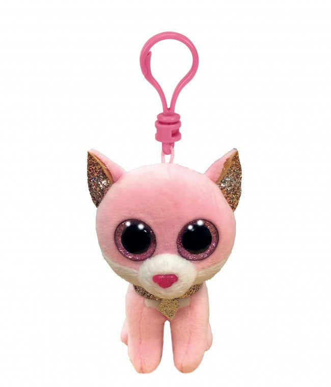Fiona the Pink Cat as a Clip On Keychain from TY Beanie Boos.