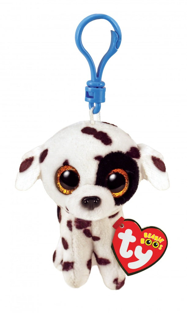TY Beanie Boo Clip On Keychain of Luther the Spotted Dog.