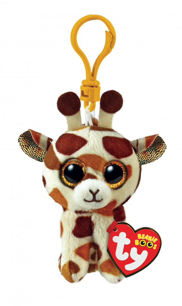 TY Beanie Boo Stilts the tan Giraffe clip on keychain.
