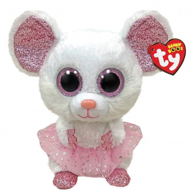 TY Beanie Boo Nina the Mouse with Tutu in regular size.