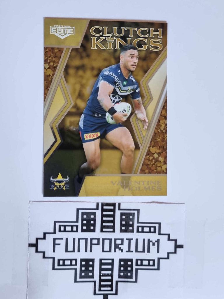 2023 NRL Elite trading card series Clutch Kings featuring North Queensland Cowboys player Valentine Holmes.