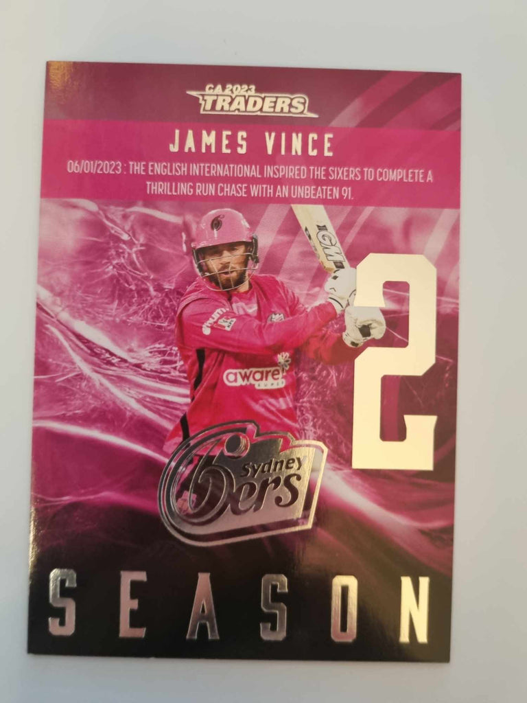 2023 Cricket Australia trading cards. 2022/23 Season to Remember insert series featuring James Vince of the Sixers