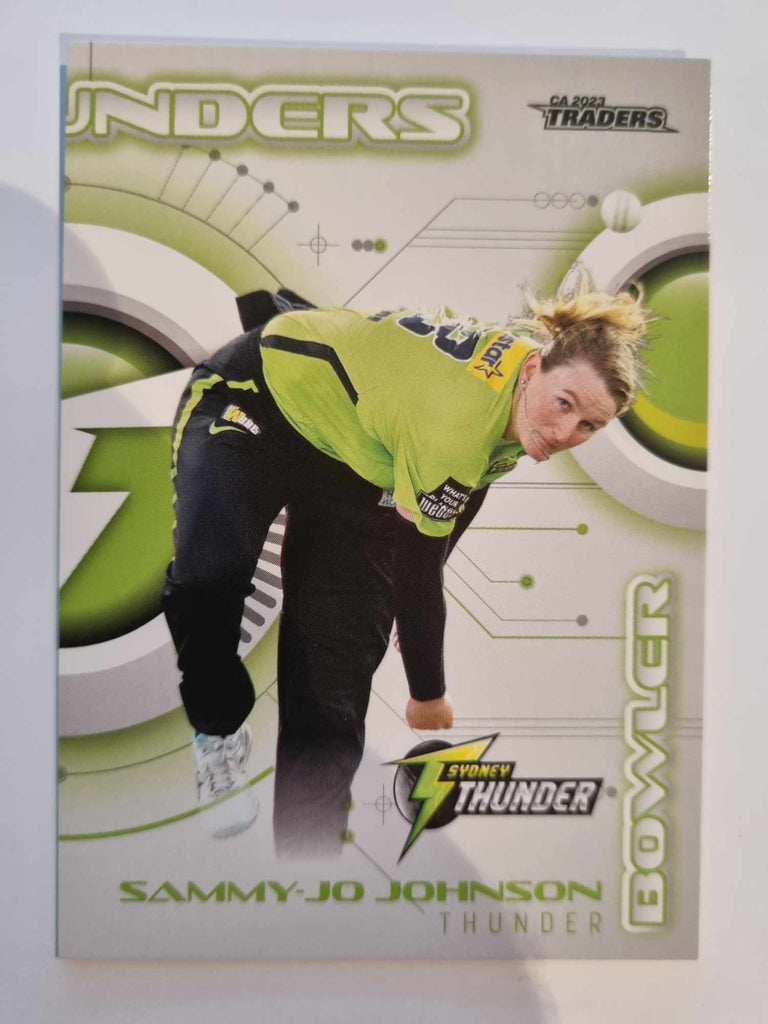 2023 Cricket Australia trading cards. All-Rounders insert series featuring Sammy-Jo Johnson of the Thunder.
