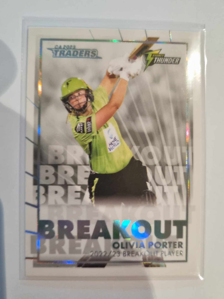2023 Cricket Australia trading card insert series Breakouts White featuring Olivia Porter of the Sydney Thunder WBBL.