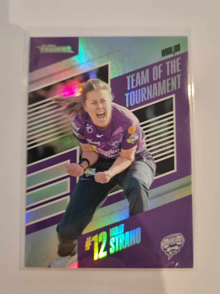 2023 Cricket Australia trading cards. 22/23 Team of the Tournament featuring Molly Strano of the Hurricanes.