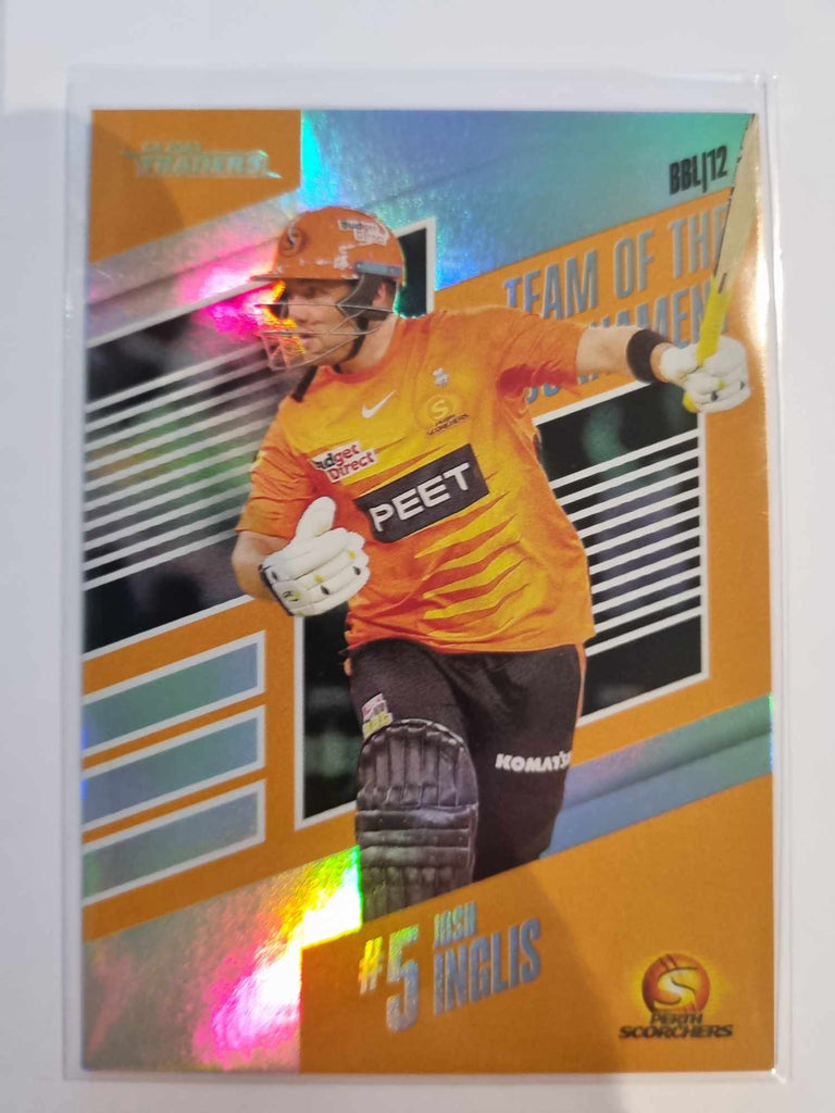 2023 Cricket Australia trading cards. 22/23 Team of the Tournament insert series featuring Josh Inglis of the Scorchers.