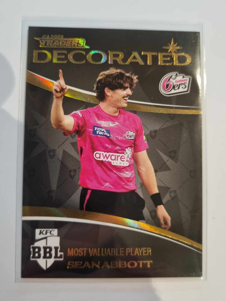 2023 Cricket Australia trading cards. Decorated insert series featuring Sean Abbott of the Sixers.
