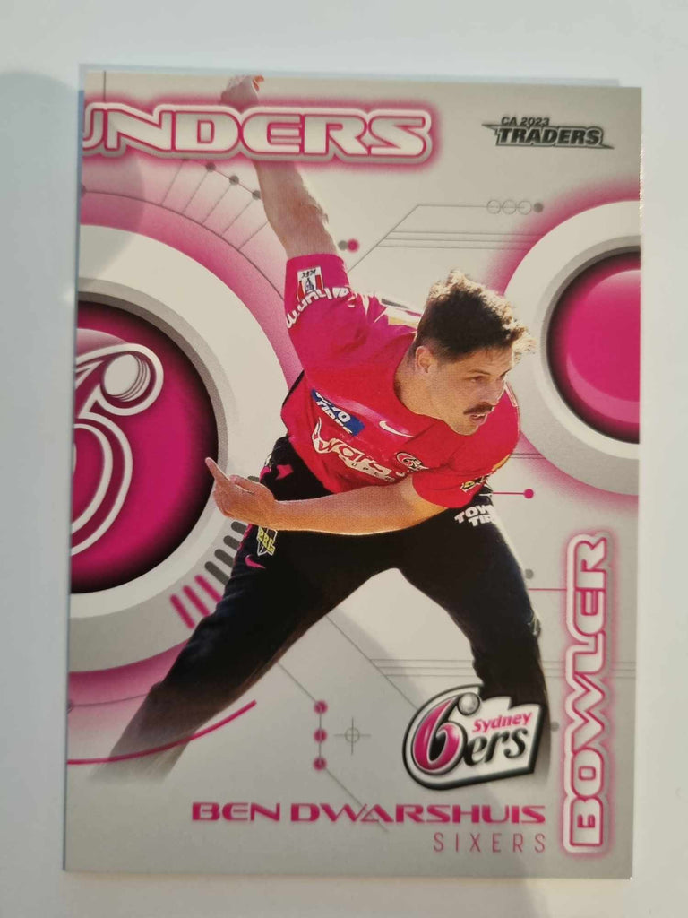 2023 Cricket Australia trading cards. All-Rounders insert series featuring Ben Dwarshuis of the Sixers.