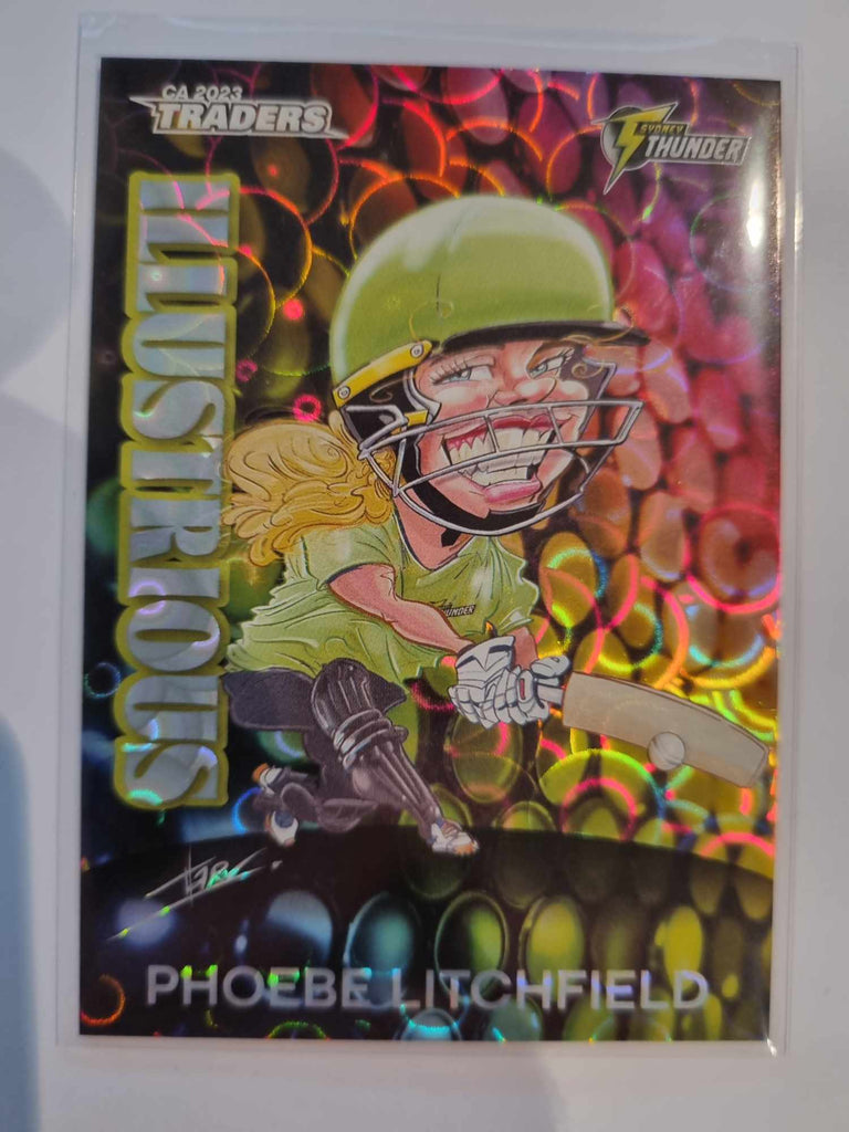 2023 Cricket Australia trading cards. Illustrious insert series featuring Phoebe Litchfield of the Thunder.