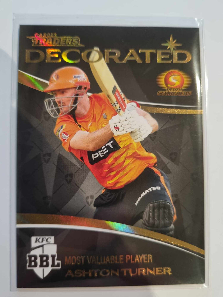 2023 Cricket Australia trading cards. Decorated insert series featuring Ashton Turner of the Scorchers.