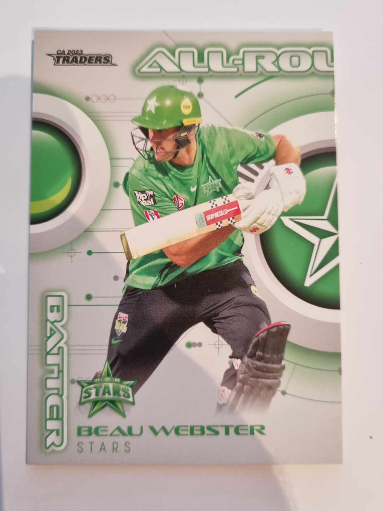 2023 Cricket Australia trading cards. All-Rounders insert series featuring Beau Webster of the Stars.