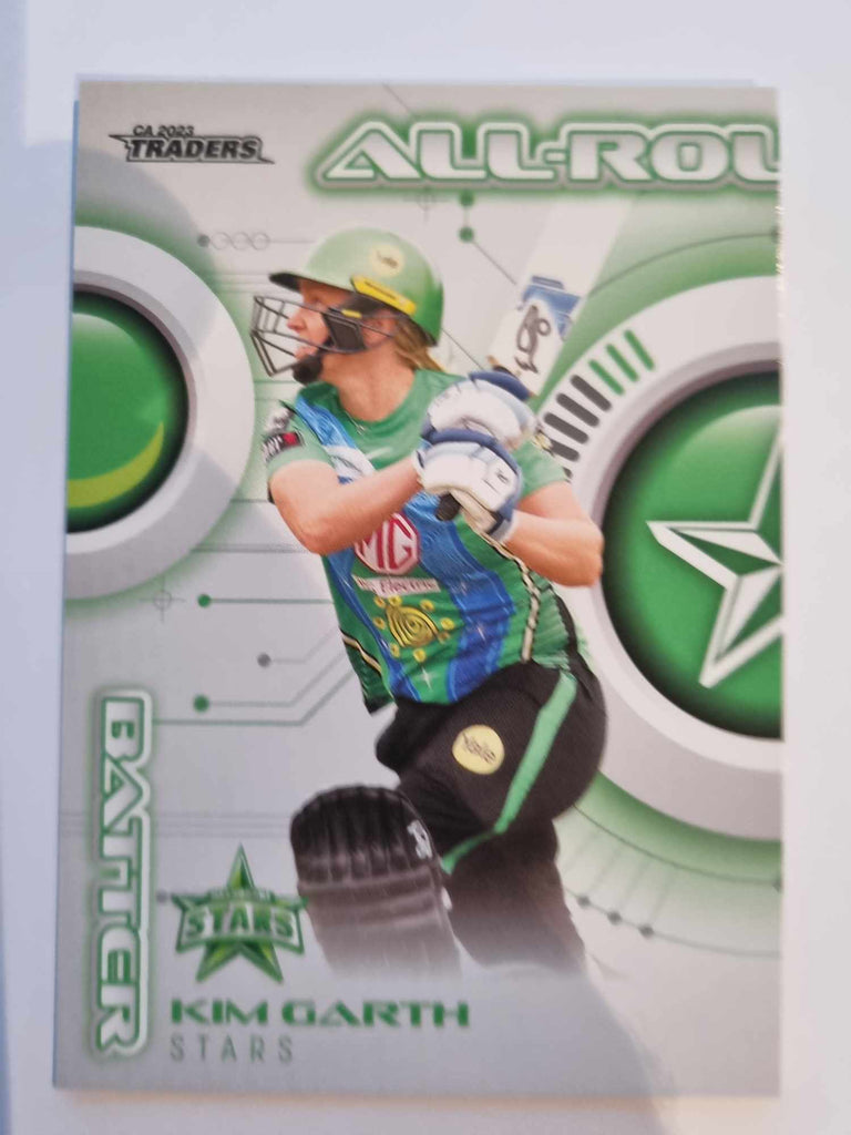 2023 Cricket Australia trading cards. All-Rounders insert series featuring Kim Garth of the Stars.