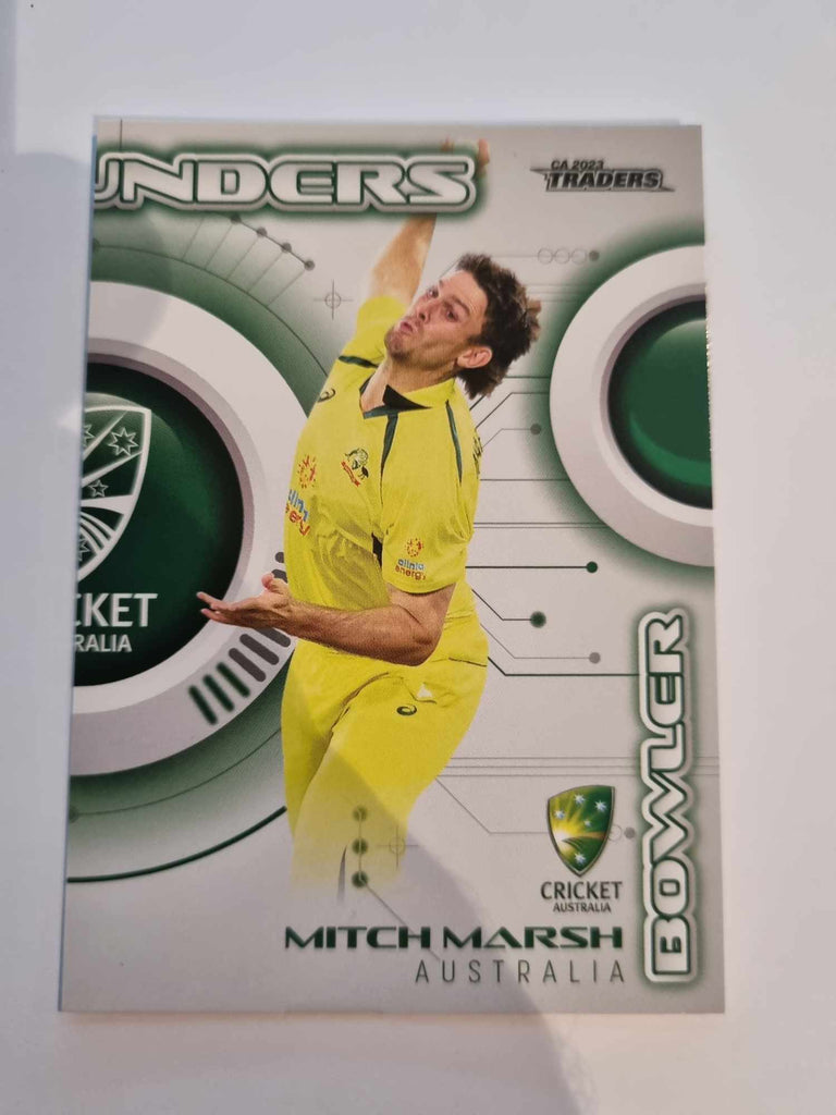 2023 Cricket Australia trading cards. All-Rounders insert series featuring Mitch Marsh of Australia.