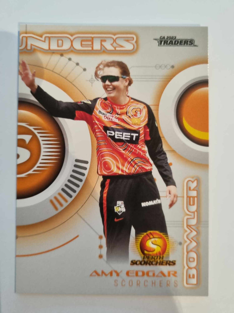 2023 Cricket Australia trading cards. All-Rounders insert series featuring Amy Edgar of the Scorchers.
