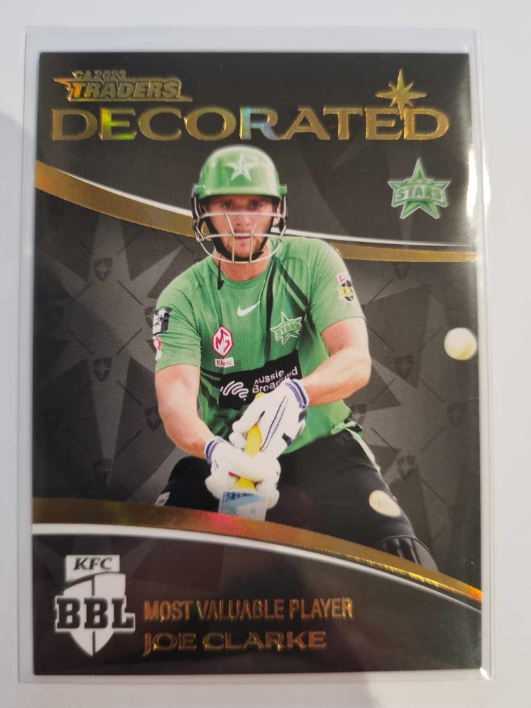 2023 Cricket Australia trading cards. Decorated insert series featuring Joe Clarke of the Stars.