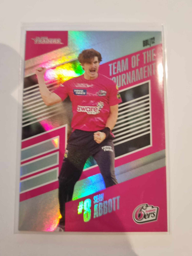 2023 Cricket Australia trading cards. 22/23 Team of the Tournament insert series featuring Sean Abbott of the Sixers.