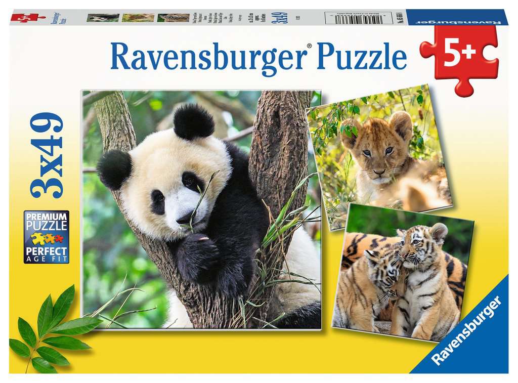 3 x 49 Pieces - Panda, Lion & Tiger - Ravensburger Jigsaw Puzzle