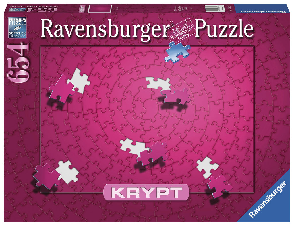 654 Piece Ravensburger Puzzle. Pink Krypt Spiral Design