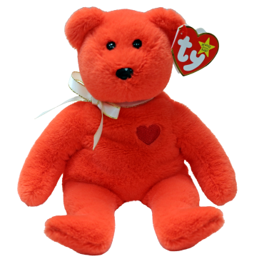 TY Beanie Boo Valentino II the red Valentines bear with heart. Part of the Beanie Bellies range.