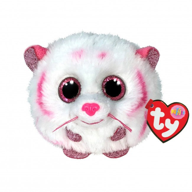 Tabor the Pink & White tiger in a Puffies size from TY Beanie Boos.